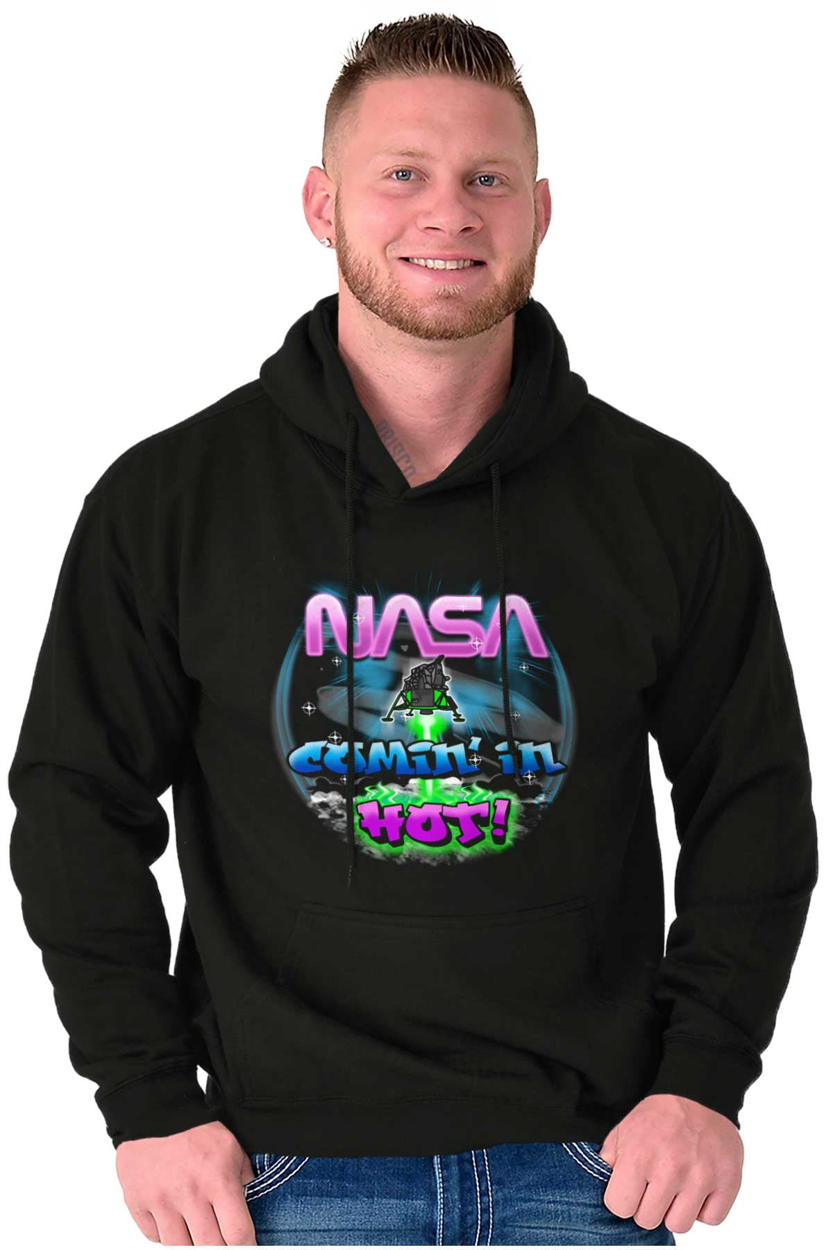 Airbrushed Space NASA Comin in Hot Unisex Plus Size Hoodie Brisco ...