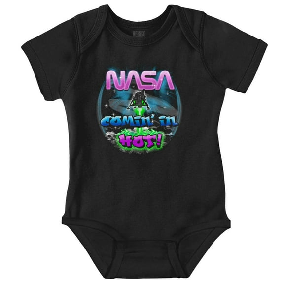 Airbrushed Space NASA Comin in Hot Romper Boys or Girls Infant Baby Brisco Brands 18M