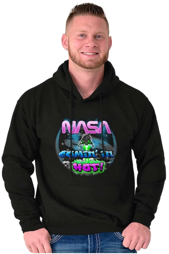 Airbrushed Space NASA Comin in Hot Unisex Plus Size Hoodie Brisco Brands 2X