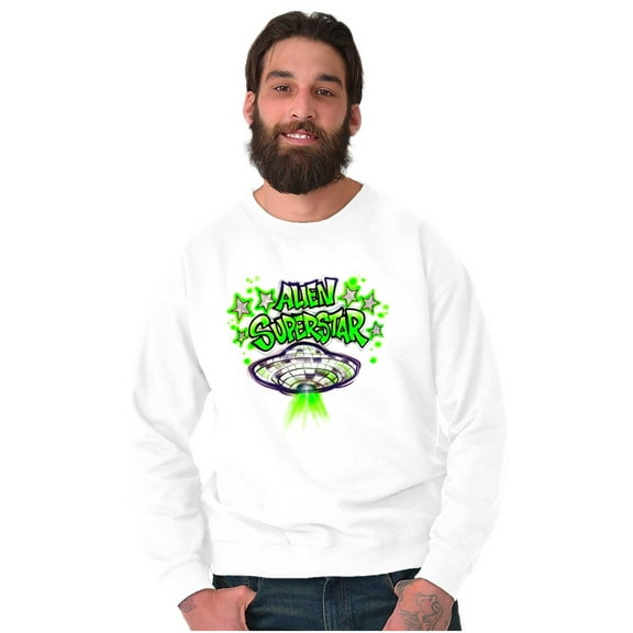 Airbrushed Space UFO Alien Superstar Unisex Plus Fleece Graphic Sweatshirt Brisco Brands 5X