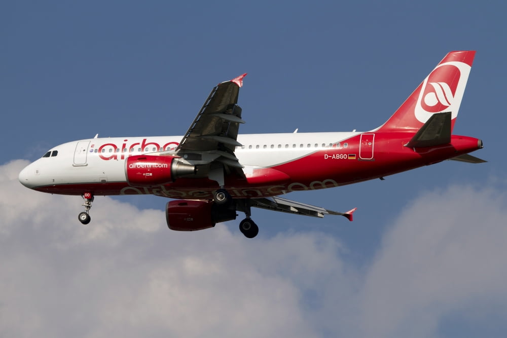 Airbus A320 of Air Berlin Canvas Art - Luca NicolottiStocktrek Images (18 x 12)