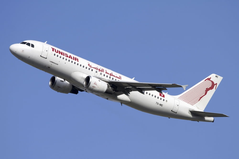 Airbus A320 of Tunisair airline Canvas Art - Luca NicolottiStocktrek Images (18 x 12)