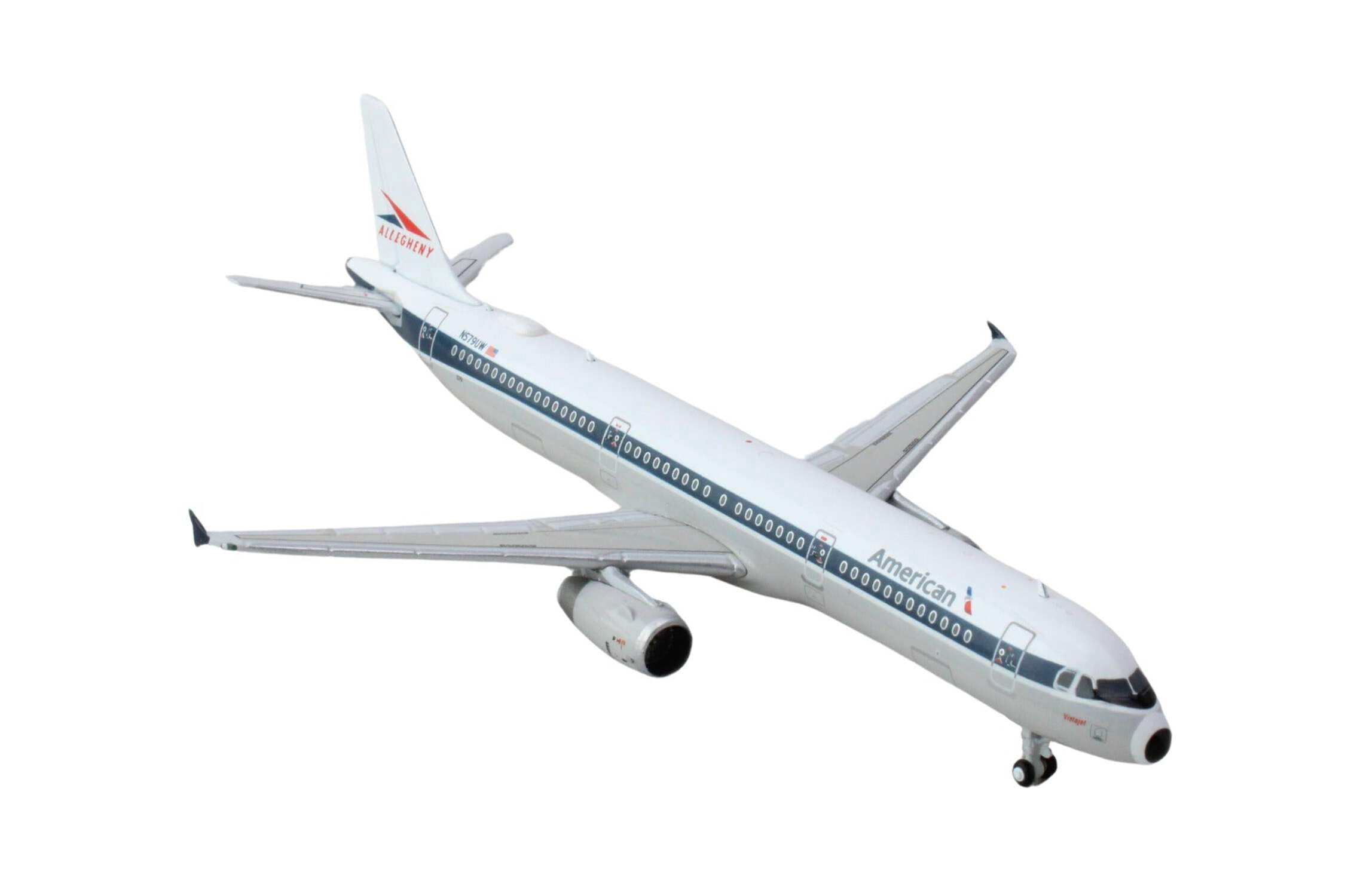 Airbus A321 Commercial Aircraft "American Airlines - Allegheny Heritage" White w/Blue 1/400 Diecast Model Airplane by GeminiJets