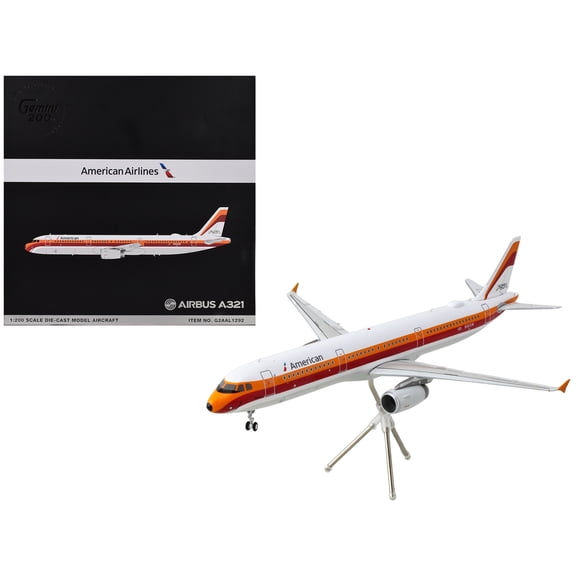 Airbus A321 Commercial Aircraft "American Airlines - PSA" (N582UW) White with Red and Orange Stripes "Gemini 200" Series 1/200 Diecast Model Airplane by GeminiJets