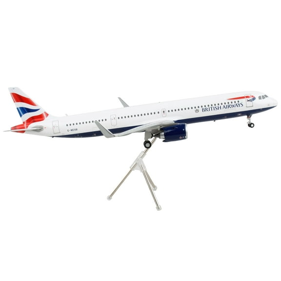 Airbus A321neo Commercial Aircraft "British Airways" White with Tail Stripes "Gemini 200" Series 1/200 Diecast Model Airplane by GeminiJets