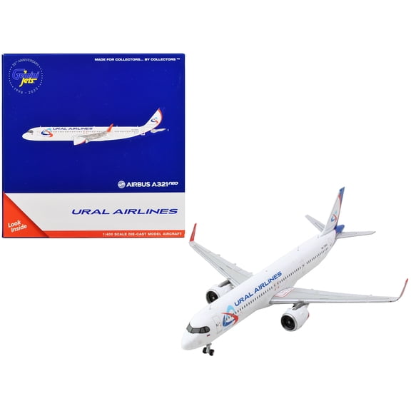 Airbus A321neo Commercial Aircraft "Ural Airlines" White with Blue Tail 1/400 Diecast Model Airplane by GeminiJets