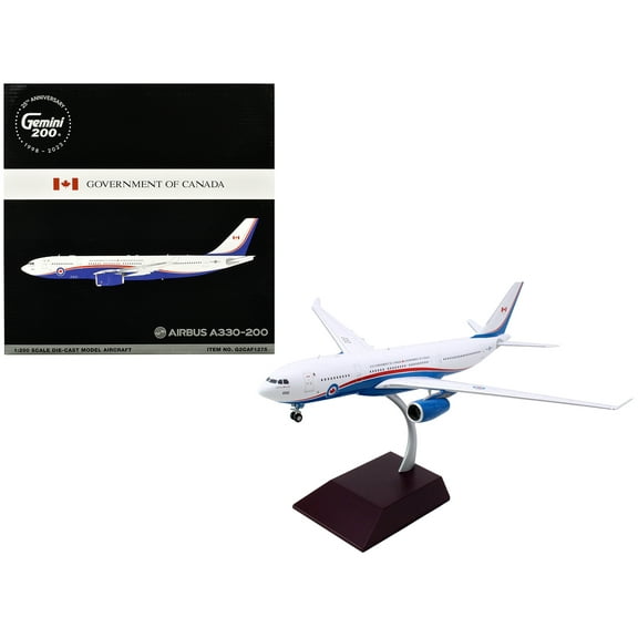 Airbus A330-200 Commercial Aircraft "Government of Canada" White and Blue w/Red 1/200 Diecast Model Airplane by GeminiJets