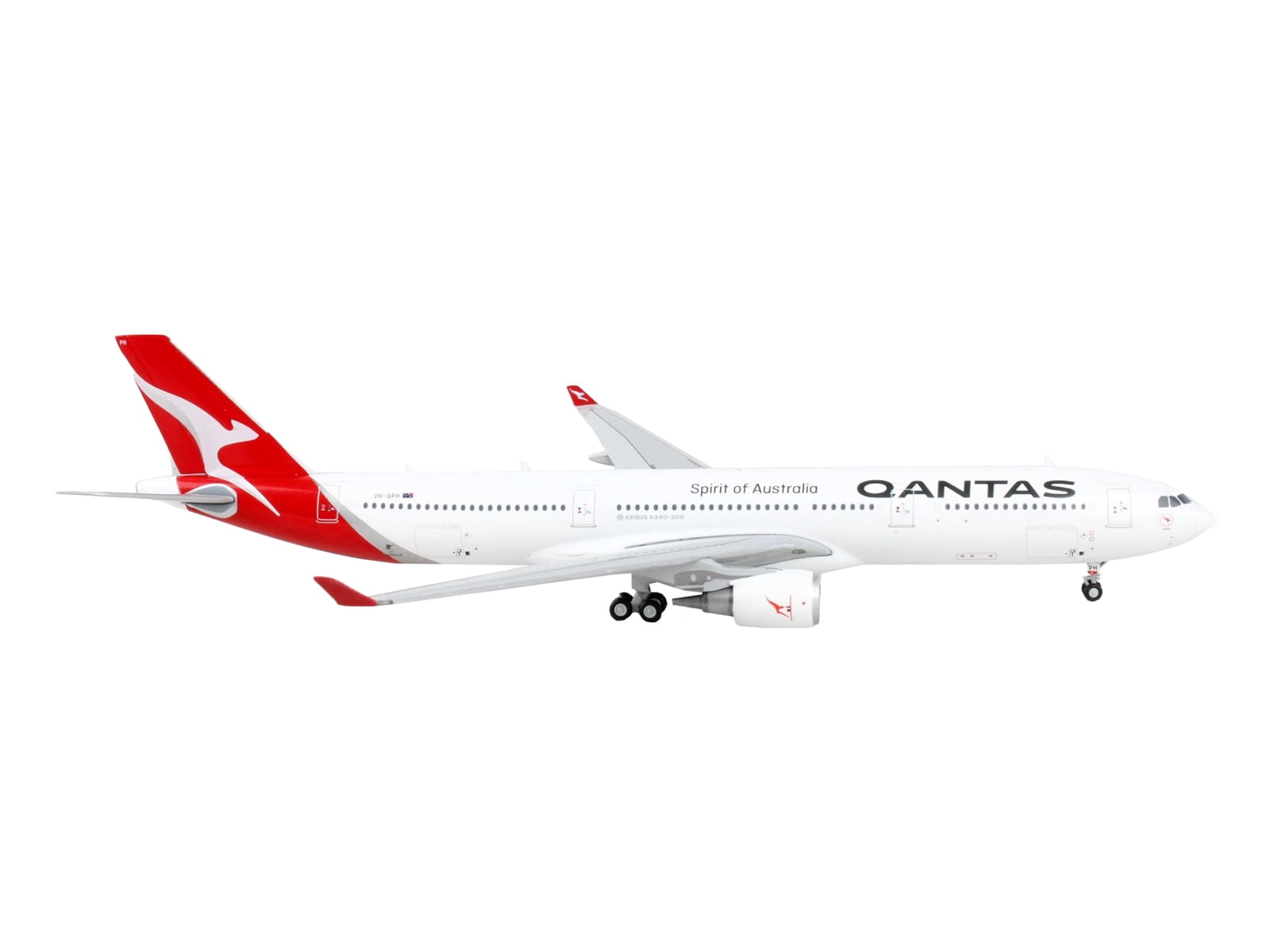 GeminiJets Qantas Airbus A380 Diecast Model - 1/400 Scale White & Gray With Red Tail