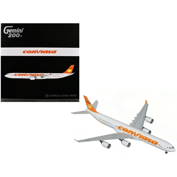 Airbus A340-600 Commercial Aircraft "Linea Aerea Conviasa" (YV3545) White with Orange Tail "Gemini 200" Series 1/200 Diecast Model Airplane by GeminiJets