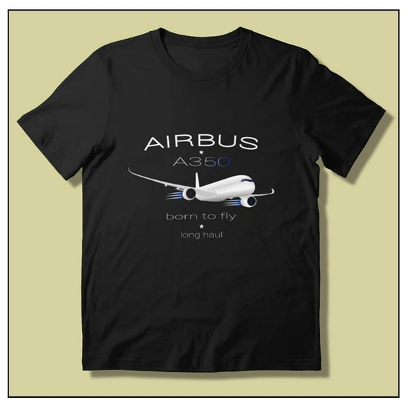 Airbus A350 Men's Aviation Black T-Shirt Sizes S M L XL 2XL 3XL 4XL 5XL
