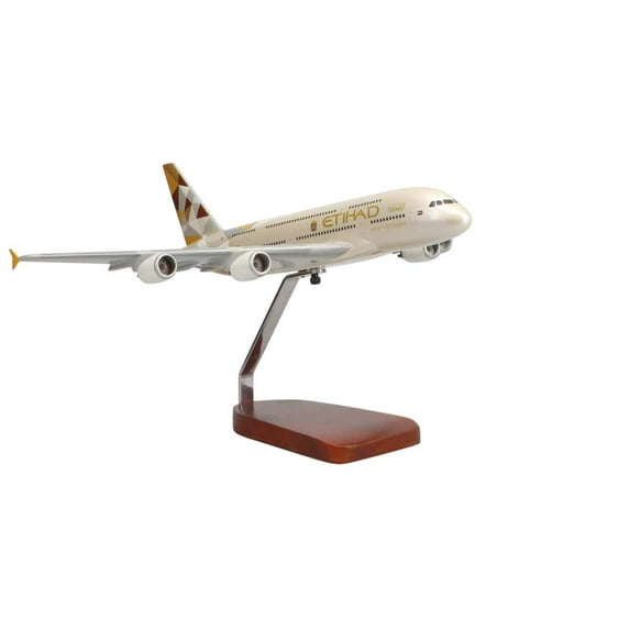 Airbus A380 Etihad Airways Large Mahogany Model