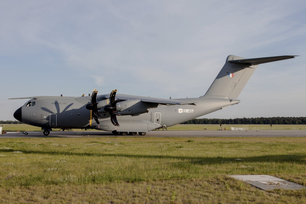 Airbus A400M for the French Air Force Canvas Art - Timm ZiegenthalerStocktrek Images (18 x 12)