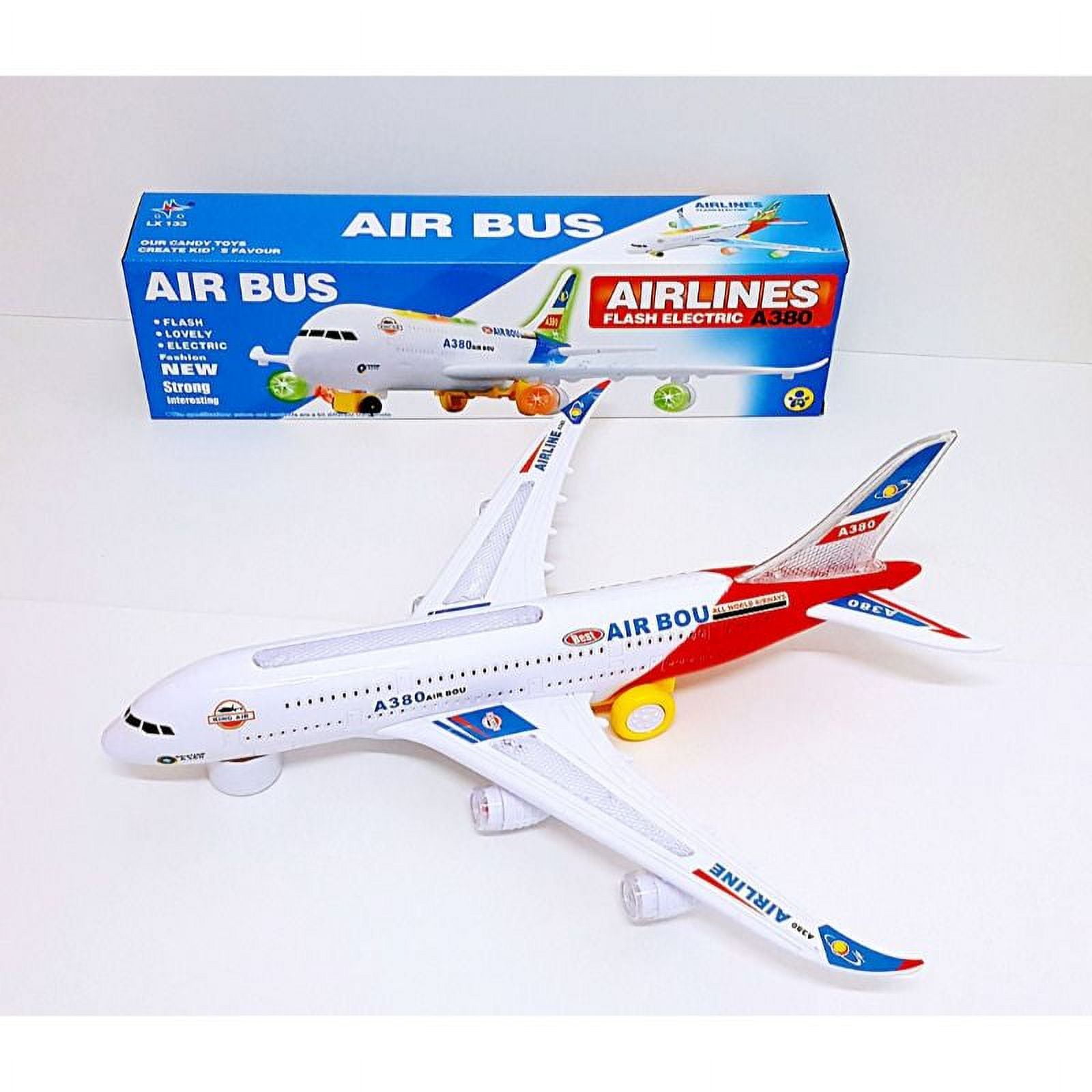 Airbus Toy Plane with Flashing LED Lights, Sounds, and Bump