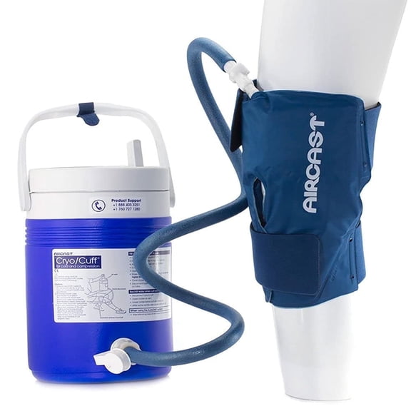 Aircast Cryo/Cuff System, Combines Focused Compression with Cold Therapy to Provide Optimal Control of Swelling to Minimze Hemathrosis, Edema, and Pain, Complete System with Medium Knee Cuff