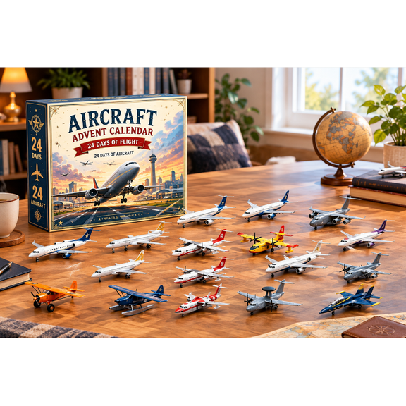 Aircraft Advent Calendar 2026, 24 Days of Mini Airplane Toys, 24-Piece Die-Cast Aircraft Model Set, Christmas Countdown Gift for Boys, Kids and Aviation Fans