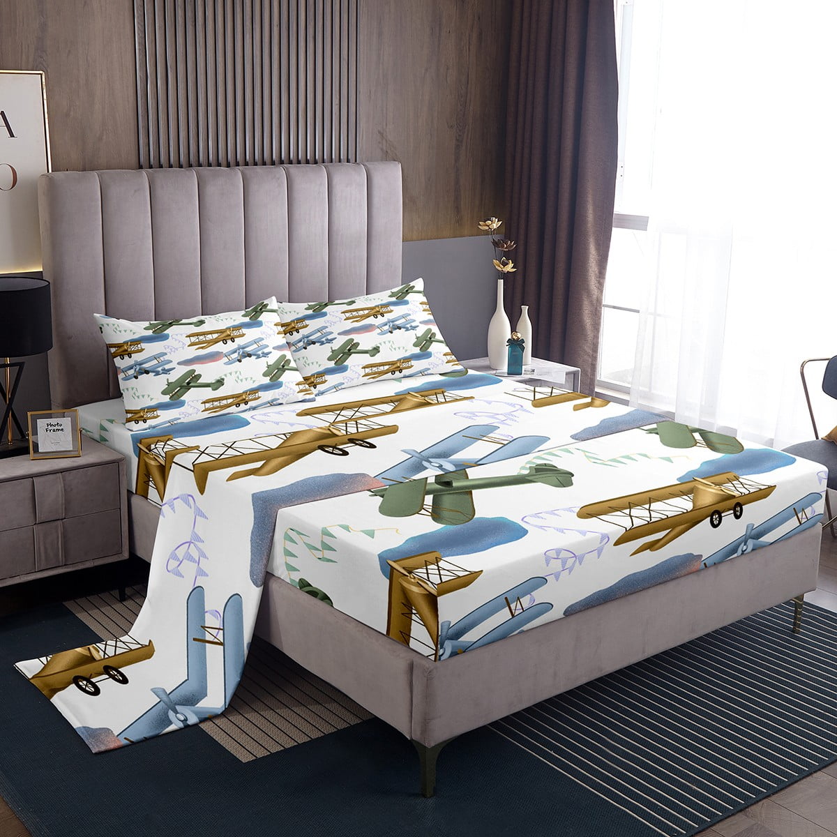 Aircraft Bed Sheets Set Airplane Queen Sheet Set,Helicopter Aircraft ...