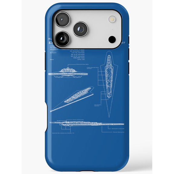 Aircraft Carrier Blueprint Blue Tough Case for Apple iPhone, Polycarbonate and TPU