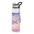 thumbnail image 1 of Aircraft Clouds Pink Airplane Sports Water Bottle Portable Travel Mug 32oz BPA Free Leak Proof Straw Transparent Tritan for Gym Yoga Cycling Camping, 1 of 7