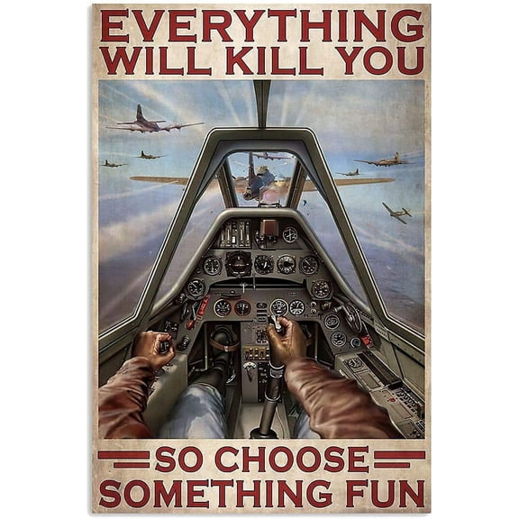 Aircraft Cockpit Metal Wall Sign 8x12 Inch Chic Decor for Tavern Garage Man Cave Bathroom
