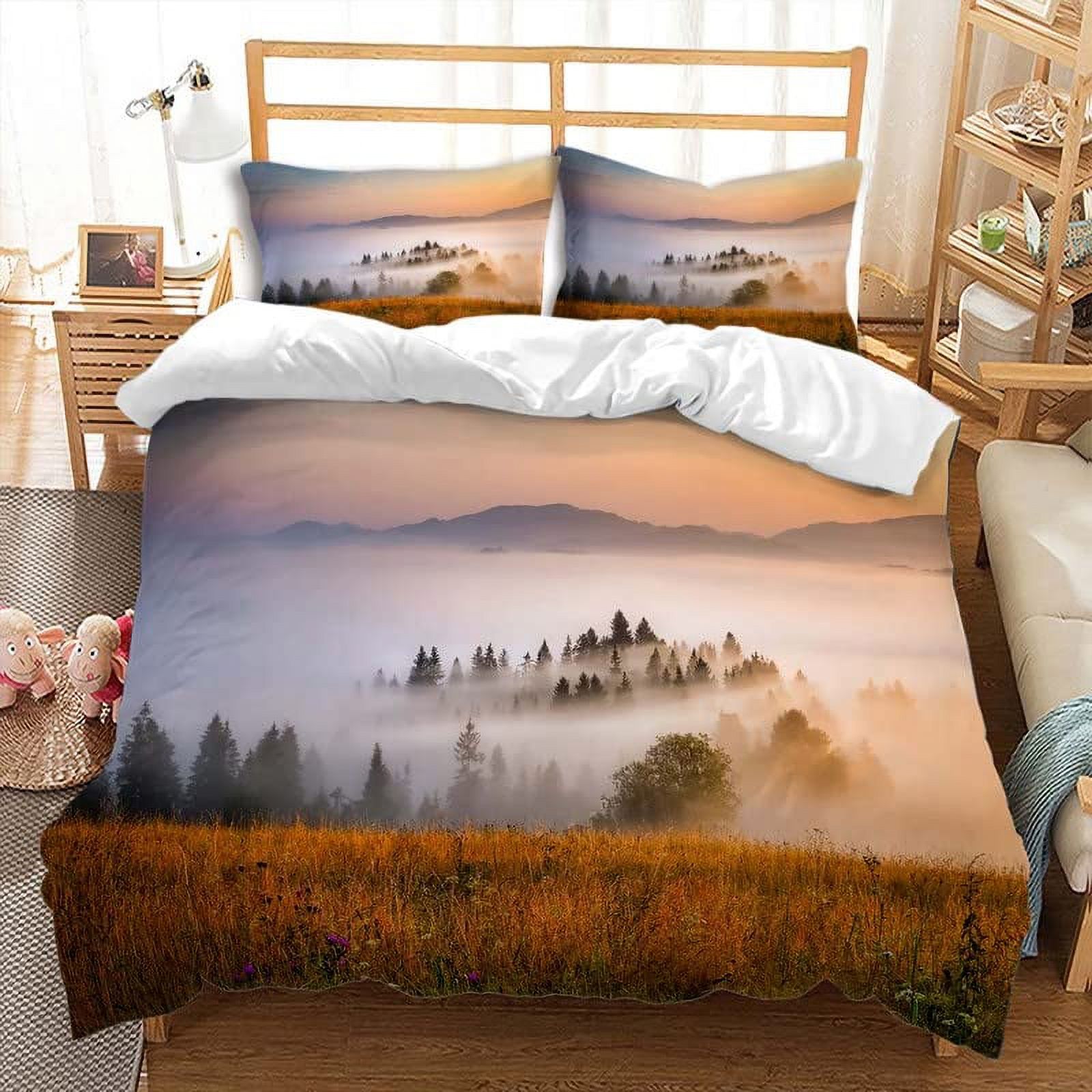 Aircraft Duvet Cover Sets 3Pcs Pink Sunset Bedding Sets Quilt Cover