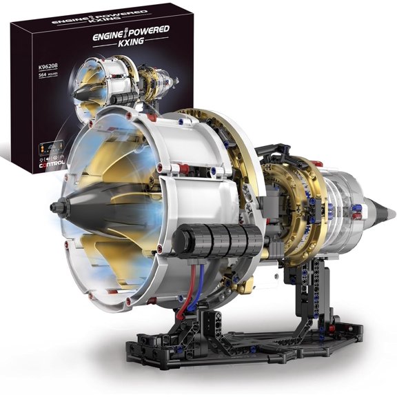 Aircraft Engine Building Kit, Mechanical Aviation Turbojet Engine Model Kit That Runs, Collectible Blocks Kit Science STEM Set (564 PCS)