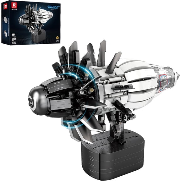 Aircraft Engine Model Building Kit , 1351PCS Motorized Jet Turbofan Engine with Motor, STEM Mechanical Educational Building Blocks Toy for Teens and Collectors