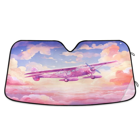 Aircraft Flying in Sky Car Windshield Sun Shade Foldable Car Front Window Visor Heat and UV Protection 53x23.5