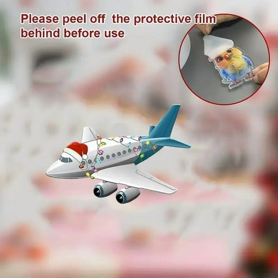 Aircraft Hanging Acrylic Christmas Pendant, Festive Ornament with Lanyard, Lightweight Holiday Decor, for Tree Car Rearview Mirror and Window Decoration