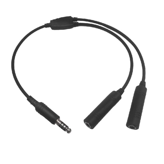 Aircraft Headphone Adapter Connection Cable Double Plugs to U174/U Interfaces Helicopter Earmuff Extension Cord
