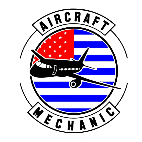 Aircraft Mechanic Sticker Waterproof Vinyl Decal for Toolbox, Hard Hat, Laptop American Flag Plane Design Gift for Aircraft Technicians