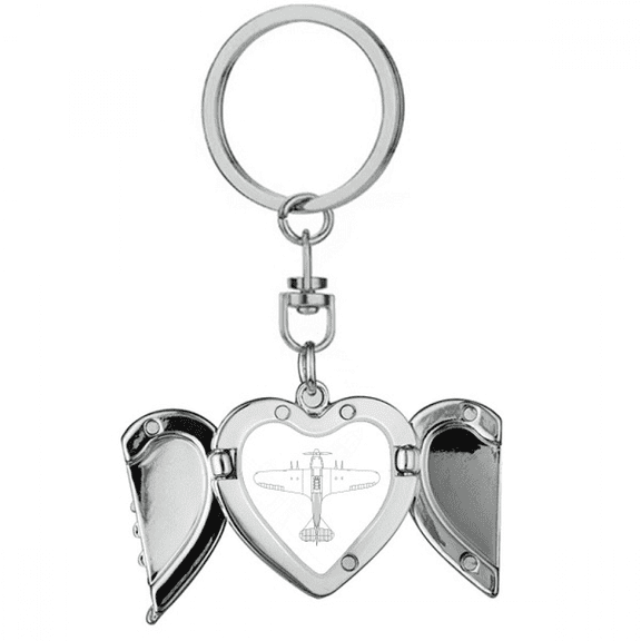 Aircraft Military Technology Heart Angel Wing Key Chain Holder