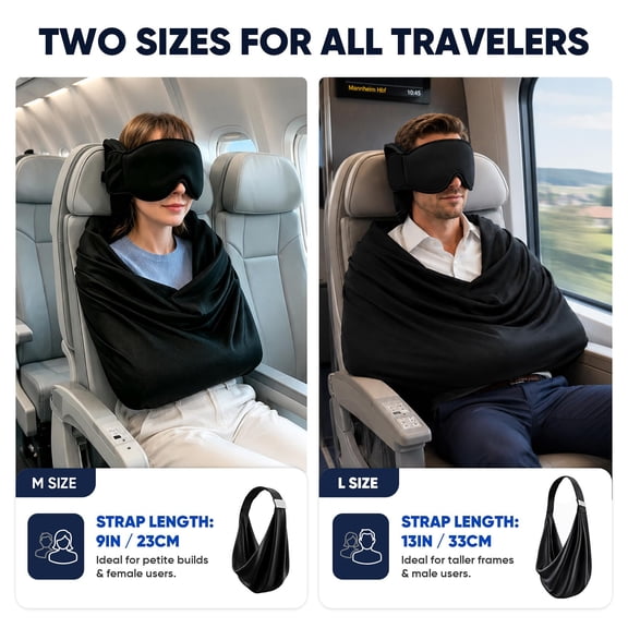 Aircraft Sleep Support Suit 3-In-1 Aircraft Sleep Support System Long-Distance Flight Travel Pillow Suit Ergonomic Memory Foam Neck Strap Blanket Sling And Adjustable Sleep Eye Mask