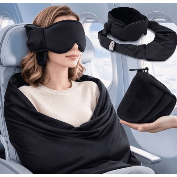 Aircraft Sleep Support Suit 3-In-1 Aircraft Sleep Support System Long-Distance Flight Travel Pillow Suit Ergonomic Memory Foam Neck Strap Blanket Sling And Adjustable Sleep Eye Mask