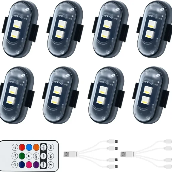 Aircraft Strobe Light Remote Wireless Motorcycle Flash Light Warning Lights for Bike Car Multifunctional