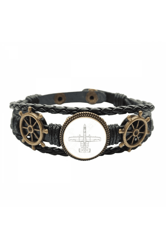Aircraft Weapons Military Leather Braided Ocean Bracelet Wristband