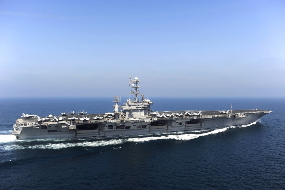 Aircraft carrier USS John C Stennis transits the Arabian Gulf Canvas Art - Stocktrek Images (35 x 23)