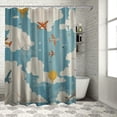 thumbnail image 1 of Aircraft shower curtain, hot air balloon cloud shower curtain, mountain printed fabric waterproof fabric bathroom decoration, various specifications (including hooks), 1 of 7