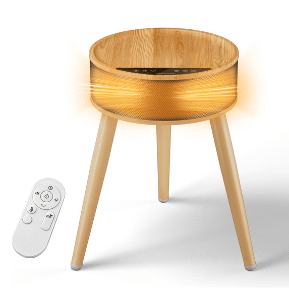 Airdown 3-in-1 Round Table Heater with 12H Timer, Remote Control and Light, Eco-Friendly Heater, 1500W PTC Table Heater for Home & Office, Gray