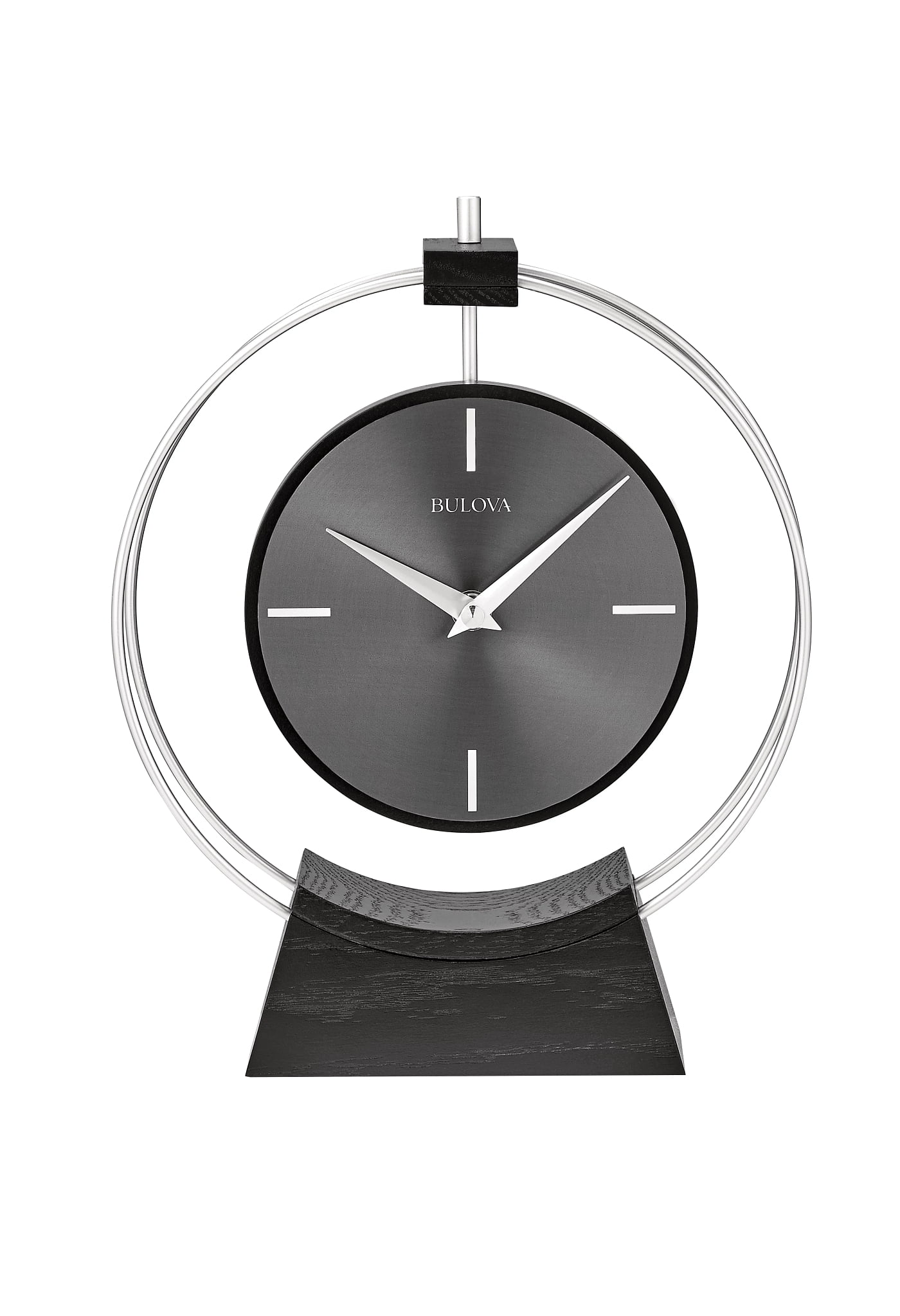 Silver and Black Quartz Modern Tabletop Mantel Clock