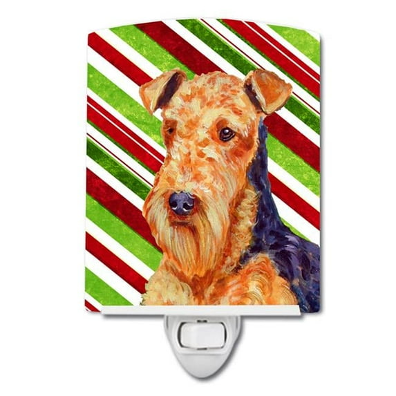 Airedale Candy Cane Holiday Christmas Ceramic Night Light