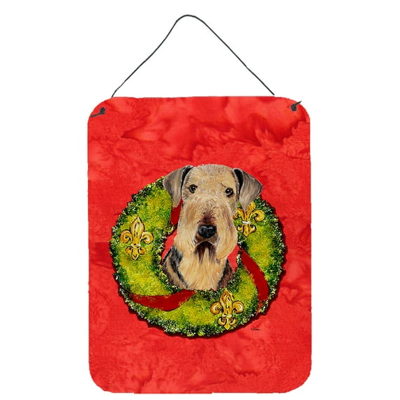 Airedale Christmas Wreath Wall or Door Hanging Prints