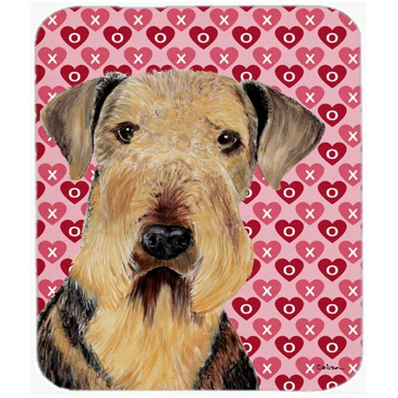 Airedale Hearts Love And Valentines Day Portrait Mouse Pad, Hot Pad Or Trivet