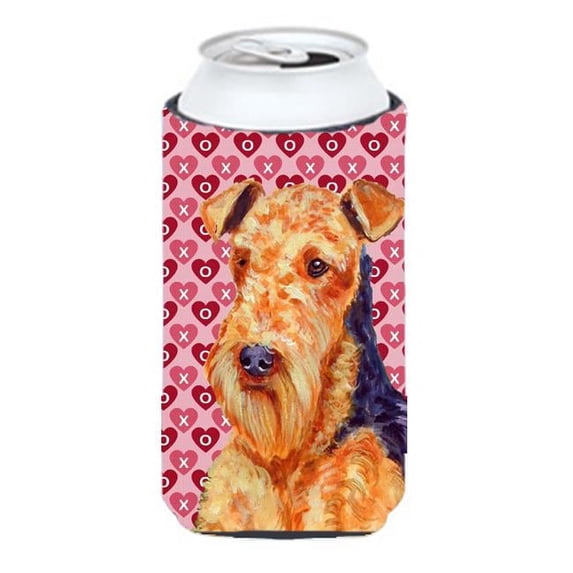 Airedale Hearts Love And Valentines Day Portrait Tall Boy bottle sleeve Hugger - 22 To 24 oz.