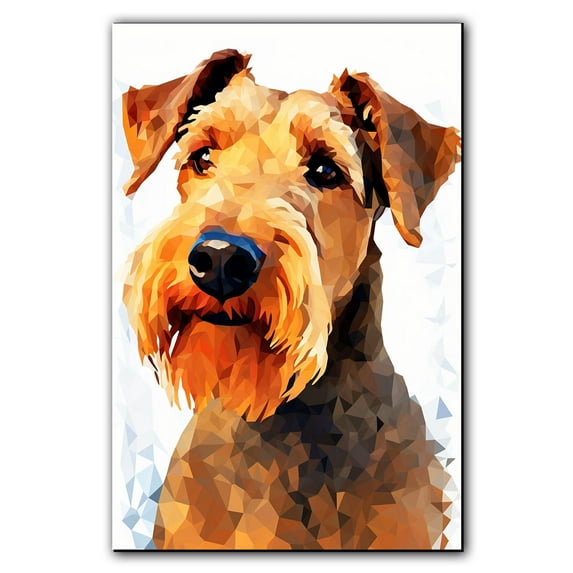Airedale Terrier Dog Art Canvas, Pet Wall, Polygon Art Print on Canvas Canvas, large wall art, bathroom wall art, Ready to Hang,Living Room,Bedroom & Office