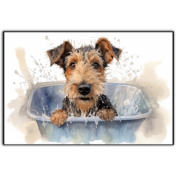 Airedale Terrier Dog Canvas Bathroom Décor - Unique Bath Wall Decor - Modern Canvas Bathroom Wall Art - Room Decor - Bathroom Decorations - Restroom Sign - Wall decor living room