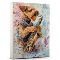 thumbnail image 1 of Airedale Terrier Dog Playing Saxophone Wall Stretched Canvas Size 8x12 – Airedale Terrier Canvas Art for Dog Lovers, Saxophone Canvas Wall Decor, 1 of 5