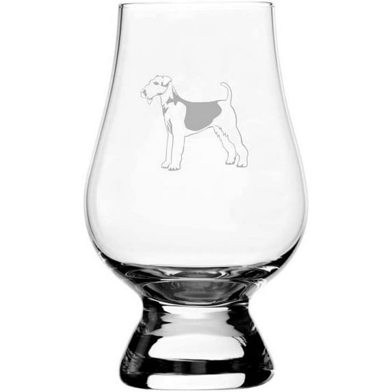 Airedale Terrier Dog Themed Etched 6.5oz Glencairn Whisky Glass