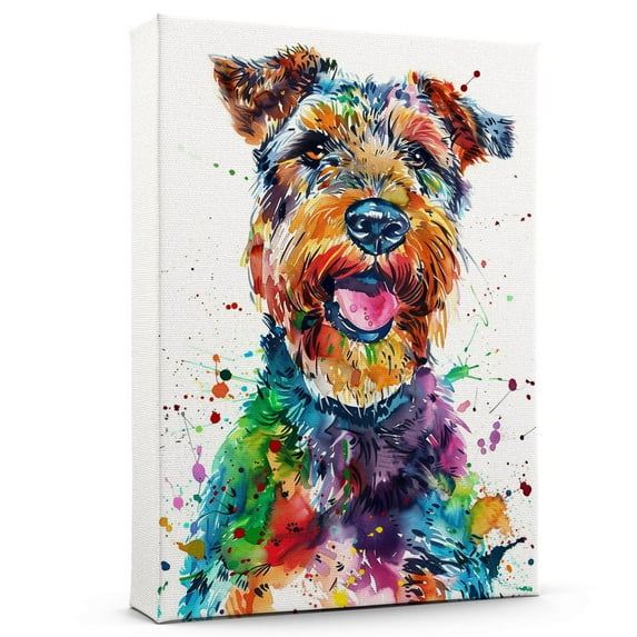 Airedale Terrier Dog Wall Art Animal Oil Painting On Canvas Poster Dog Watercolor Colorful Cute Dogs Aesthetic Room Decor Canvas Poster Unframe 8x12 inch
