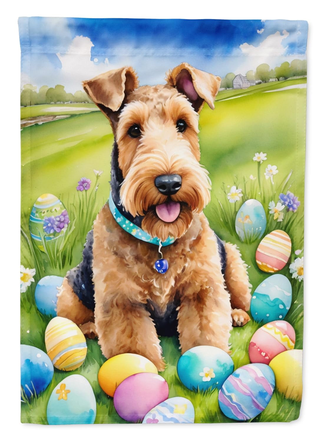 Airedale Terrier Easter Egg Hunt Garden Flag 11.25 in x 15.5 in