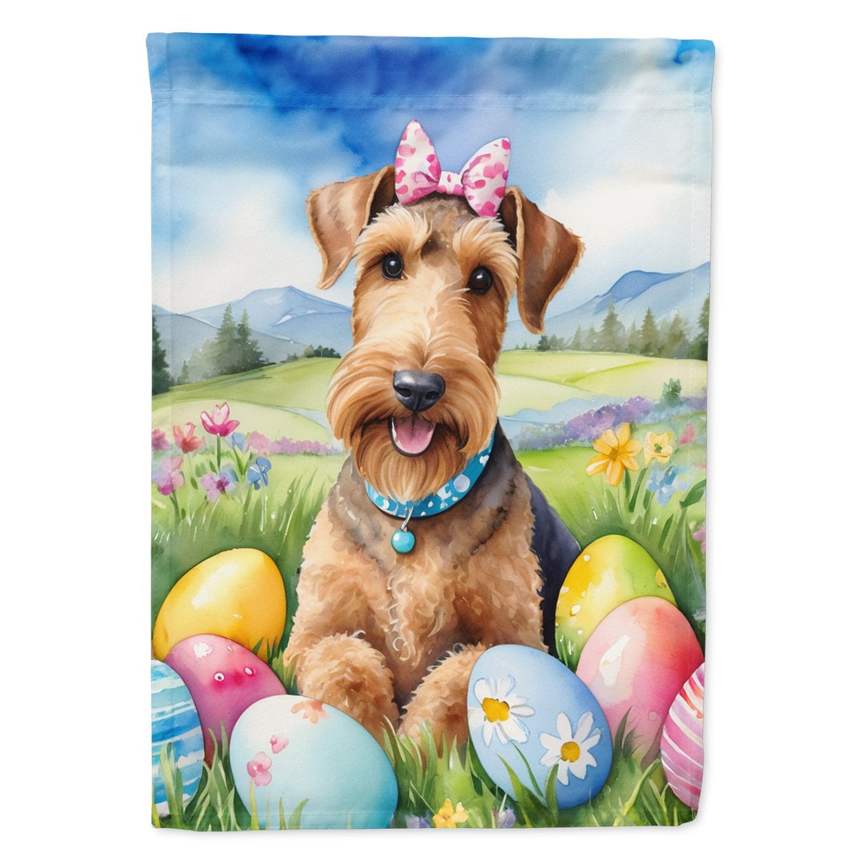 Airedale Terrier Easter Egg Hunt House Flag 28 in x 40 in